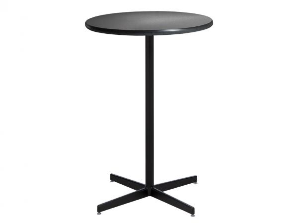 30" Round Bar Table w/ Brushed Gunmetal Top and Standard Black Base (CEBT-024)
 -- Trade Show Furniture Rental